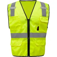 GSS Safety 1505 Multi-Purpose Class 2 Mesh Zipper 6 Pockets Safety Vest, Lime, XL