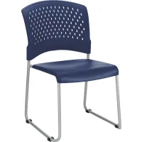 Stacking Chair With Mid Back, Plastic, Blue - Pkg Qty 4