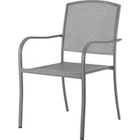 Outdoor Café Stacking Armchair, Steel Mesh, Gray, 2 Pack