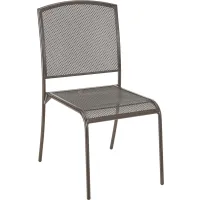 Outdoor Café Armless Stacking Chair, Steel Mesh, Bronze, 2 Pack