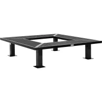 6ft Square Outdoor Tree Bench, Expanded Metal, Black