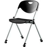Plastic Stacking & Nesting Folding Chair with Casters, Black, 2/PK