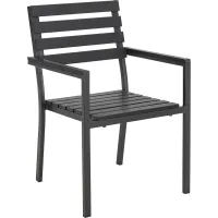 Stackable Outdoor Dining Arm Chair, Black, 4 Pack