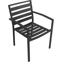 Aluminum Slatted Dining Armchair, Black, 4 Pack