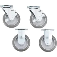 5" Polyurethane Caster Kit With Hardware, 2 Swivel W/ Brake, 2 Rigid