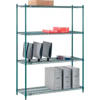 Nexel® 4 Shelf, Poly-Green® Wire Shelving Unit, Starter, 54"W x 18"D x 74"H