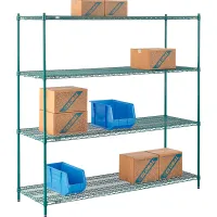 Nexel® 4 Shelf, Poly-Green® Wire Shelving Unit, Starter, 72"W x 24"D x 74"H