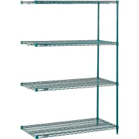 Nexel® 4 Shelf, Poly-Green® Wire Shelving Unit, Add-On, 24"W x 18"D x 74"H