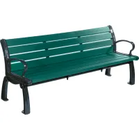 Heritage Bench, Recycled Plastic, 6 ft, Black Frame, Green