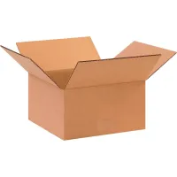 Flat Cardboard Corrugated Boxes, 10"L x 10"W x 5"H, Kraft - Pkg Qty 25