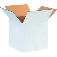 Cardboard Corrugated Boxes, 12"L x 12"W x 12"H, White - Pkg Qty 25
