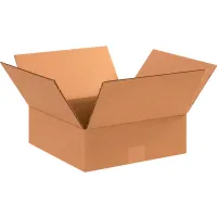 Flat Cardboard Corrugated Boxes, 12"L x 12"W x 4"H, Kraft - Pkg Qty 25