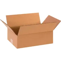 Flat Cardboard Corrugated Boxes, 12"L x 8"W x 4"H, Kraft - Pkg Qty 25