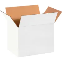 Cardboard Corrugated Boxes, 14"L x 10"W x 10"H, White - Pkg Qty 25