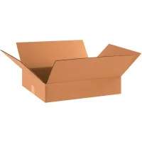Flat Cardboard Corrugated Boxes, 18"L x 14"W x 4"H, Kraft - Pkg Qty 25