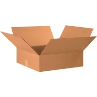 Flat Cardboard Corrugated Boxes, 20"L x 20"W x 6"H, Kraft - Pkg Qty 15