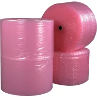 Perforated Anti-Static Air Bubble Roll, 48"W x 250'L x 1/2" Bubble, Pink