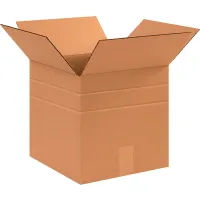 Multi Depth Cardboard Corrugated Boxes, 12"L x 12"W x 12"H, Kraft - Pkg Qty 25