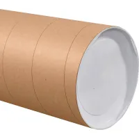 Jumbo Mailing Tubes With Caps, 10" Dia. x 36"L, 0.125" Thick, Kraft, 8/Pk