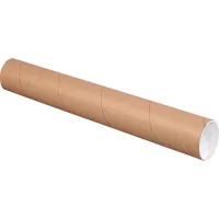 Mailing Tubes With Caps, 3" Dia. x 12"L, 0.06" Thick, Kraft, 24/Pack