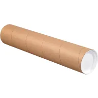 Mailing Tubes With Caps, 4" Dia. x 20"L, 0.08" Thick, Kraft, 15/Pack