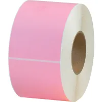 Global Industrial Colored Thermal Transfer Labels, 4"W x 6"L, 3" Core, Pink, 4/Pack
