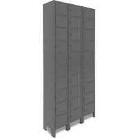 Durham Mfg. 10 Tier 30 Door Cell Phone Locker w/ Hasp Lock, 27"W x 9"D x 66-9/16"H, Gray, Assembled