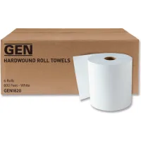 Hardwound Roll Towels, White, 8" x 800 ft, 6 Rolls/Case