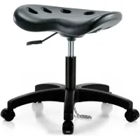 Interion® ESD Polyurethane Tractor Stool - Black w/ Black Base