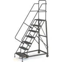 7 Step Perforated Strut 600 Lb. Cap. Heavy Duty Steel Rolling Ladder - KDHD107246