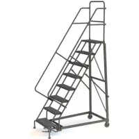 8 Step Perforated Strut 600 Lb. Cap. Heavy Duty Steel Rolling Ladder - KDHD108246