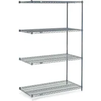 Nexel® 4 Shelf, Nexelon® Blue Wire Shelving Unit, Add On, 42"W x 24"D x 74"H