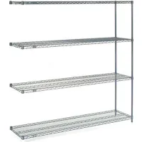 Nexel® 4 Shelf, Nexelon® Blue Wire Shelving Unit, Add On, 54"W x 24"D x 74"H