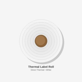 White thermal label roll for shipping, barcode, and address labels