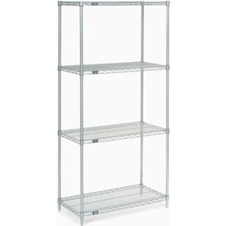 NEXEL STAINLESS STEEL WIRE SHELVING 74H STARTER 4-SHELF 36x18