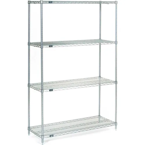 NEXEL STAINLESS STEEL WIRE SHELVING 74H STARTER 4-SHELF 24x24 1 NEXEL STAINLESS STEEL WIRE SHELVING 74H STARTER 4-SHELF 24x24