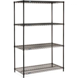 NEXEL BLACK EPOXY WIRE SHELVING 74H STARTER 4-SHELF 48x24