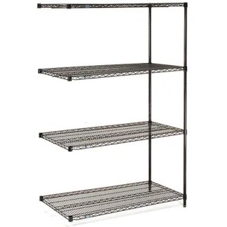 NEXEL BLACK EPOXY WIRE SHELVING 74H ADD-ON 4-SHELF 72x18