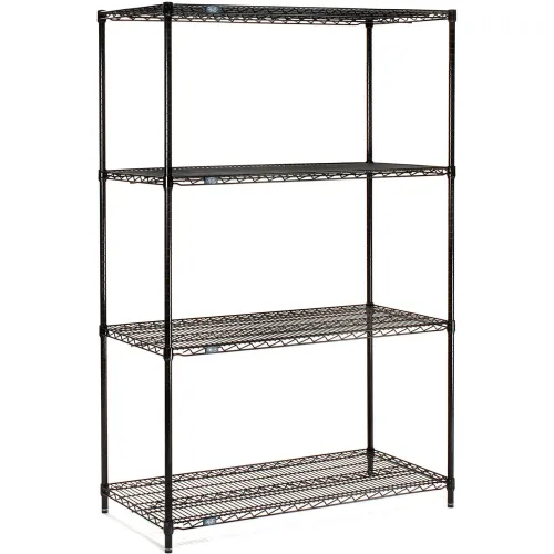 NEXEL BLACK EPOXY WIRE SHELVING 74H STARTER 4-SHELF 30x18 1 NEXEL BLACK EPOXY WIRE SHELVING 74H STARTER 4-SHELF 30x18